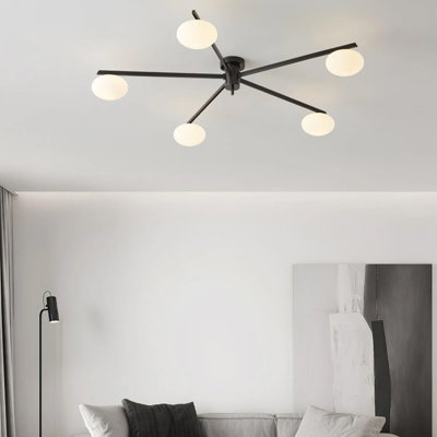 Luminaire encastré semi-encastré en métal noir moderne avec 5 lumières