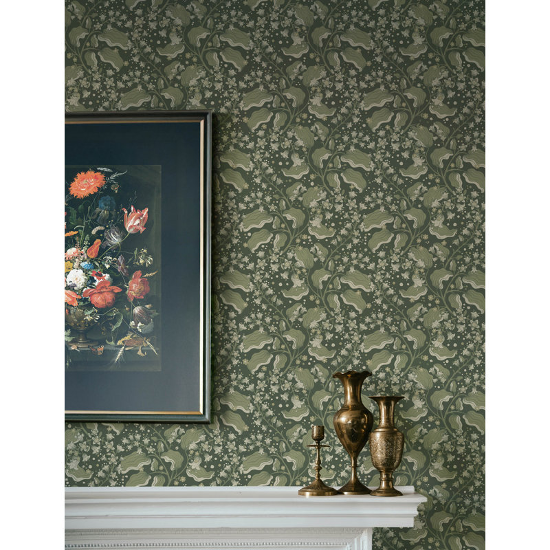 Papier peint floral Syren, Vert