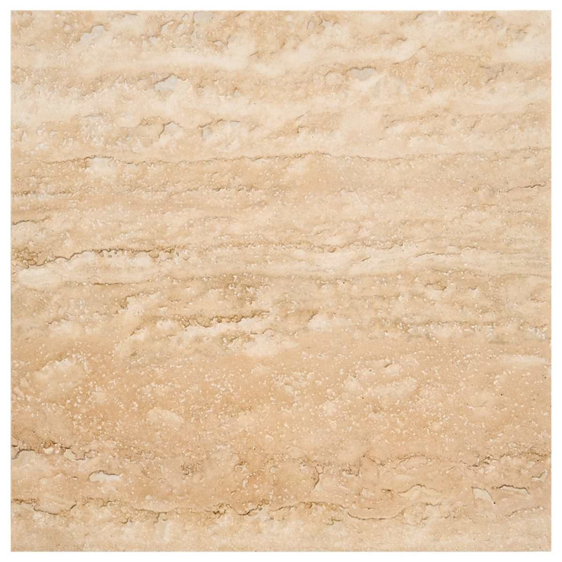 Travertine 6x6 Vein Cut Filled Honed Tile, Classic Honed