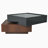 Multi-Functional Square 360°Rotating Coffee Table With 2 Drawers, High Gloss 2-Tier Centre Table With Swivel Tabletop And Storage, Walnut Table Frame Side Table For Living Room, Black