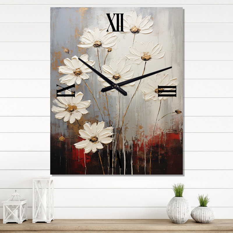 Horloge murale marguerite blanche VI, Grand