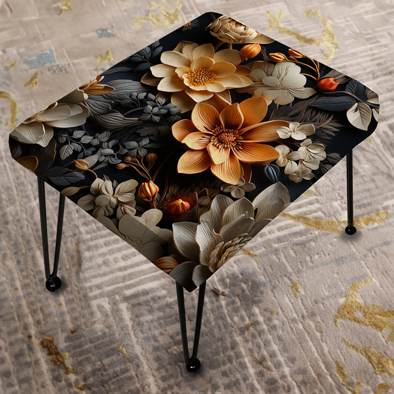 Autumn Peonies Cottage Flowers - Floral Rectangle Ottoman