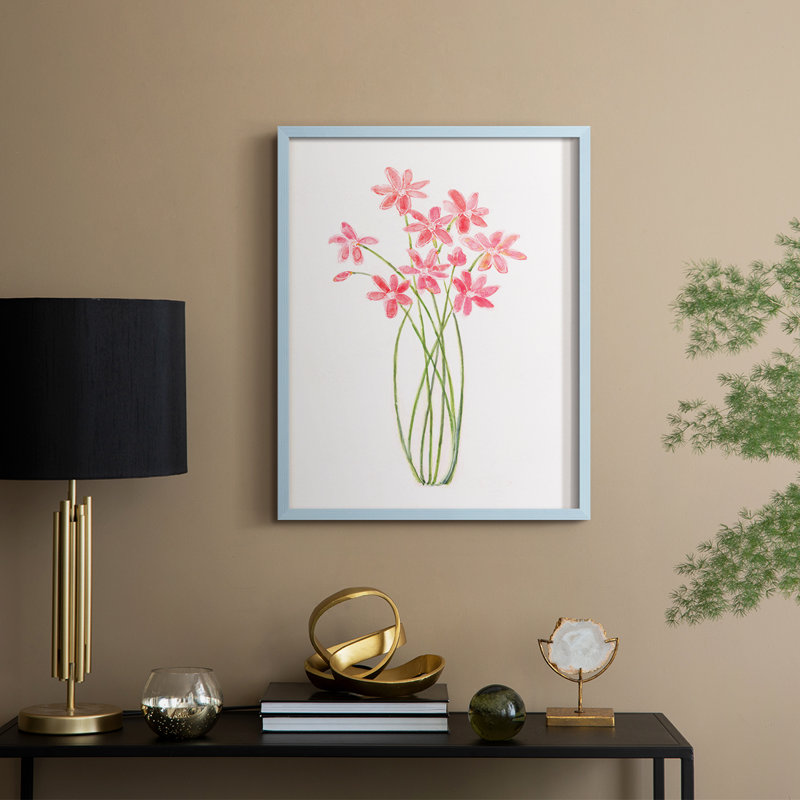 Reproduction encadrée entrelacée Bouquet II - bois massif, Bleu, H 30 po x l 24 po