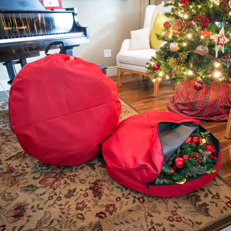 Contenant de rangement suspendu pour couronne de Noël, H 7 po x l 24 po x P 24 po