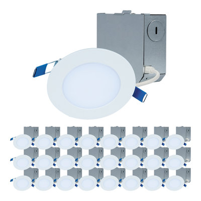 4" Ultra Slim 3000K New Construction LED Canless Recessed Lighting Kit