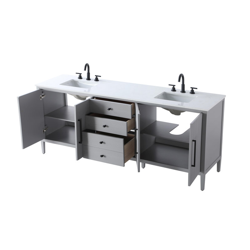 84 inch Double Bathroom Vanity, Gray