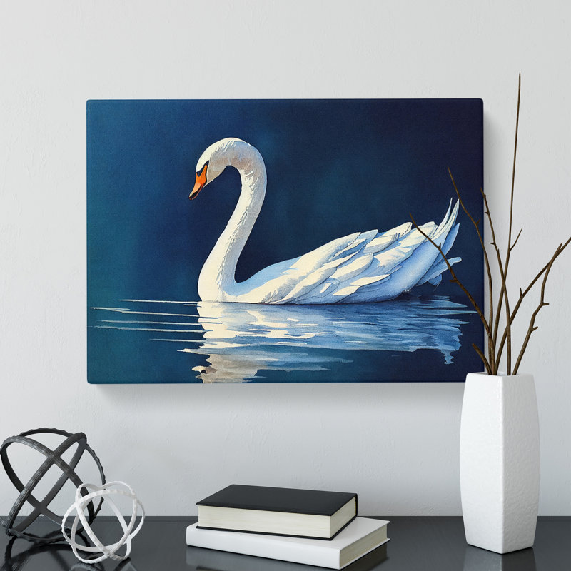 Swan Watercolour Vol.1 - Wrapped Canvas Print, 35cm H x 50cm W x 3cm D