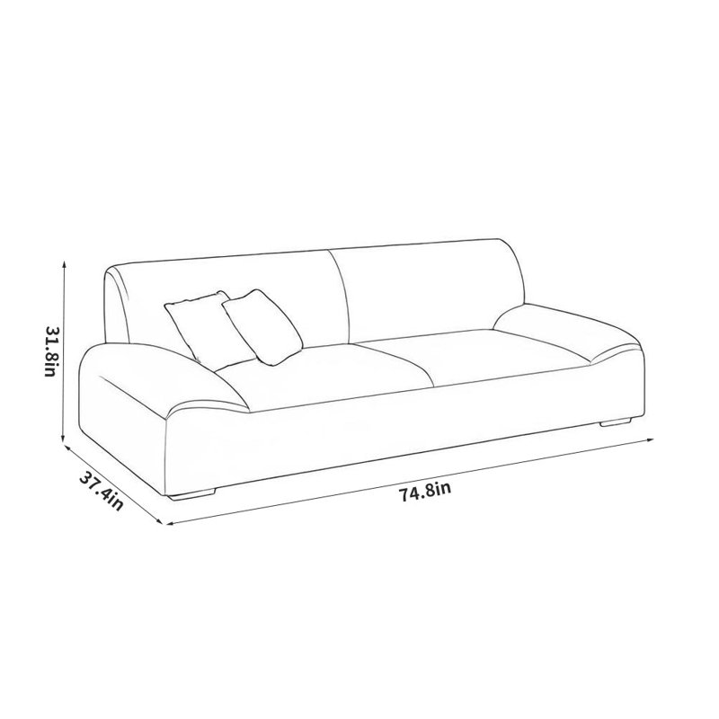 Canapé Creative Minimalist, Orange, 2, H 31,8 po x l 74,8 po x P 37,4 po