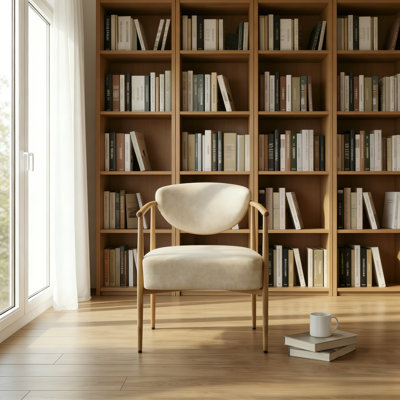 Modern Accent Chair with Iron Frame, Soft Comfort Living Room Chair for Bedroom & Dining Room