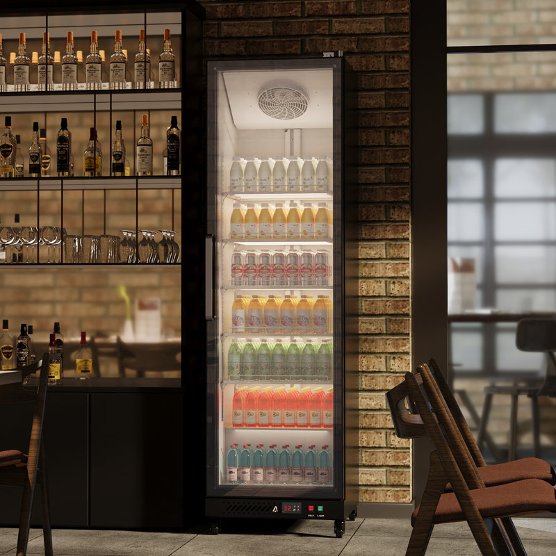 White 12.4 Cu.ft Commercial Beverage Display Refrigerator, Glass Door Drink Cooler with LED Light and Adjustable Shelves for Shop or Restaurant