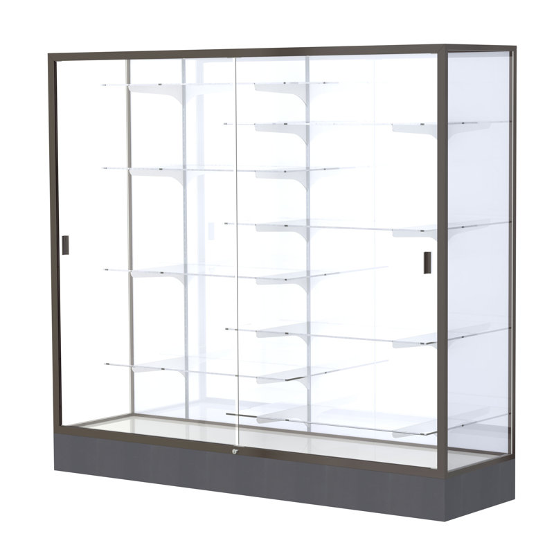 Colossus Series 66'' H Metal Trophy Display Case, 66" H x 72" W x 20" D, Dark Bronze, White