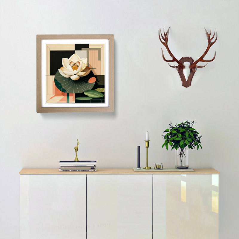 Lotus Flower Bauhaus - Framed Print, Oak