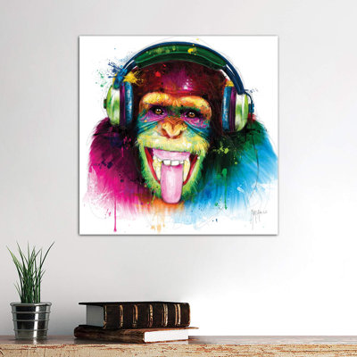 Dj Monkey by Patrice Murciano - Wrapped Canvas Print