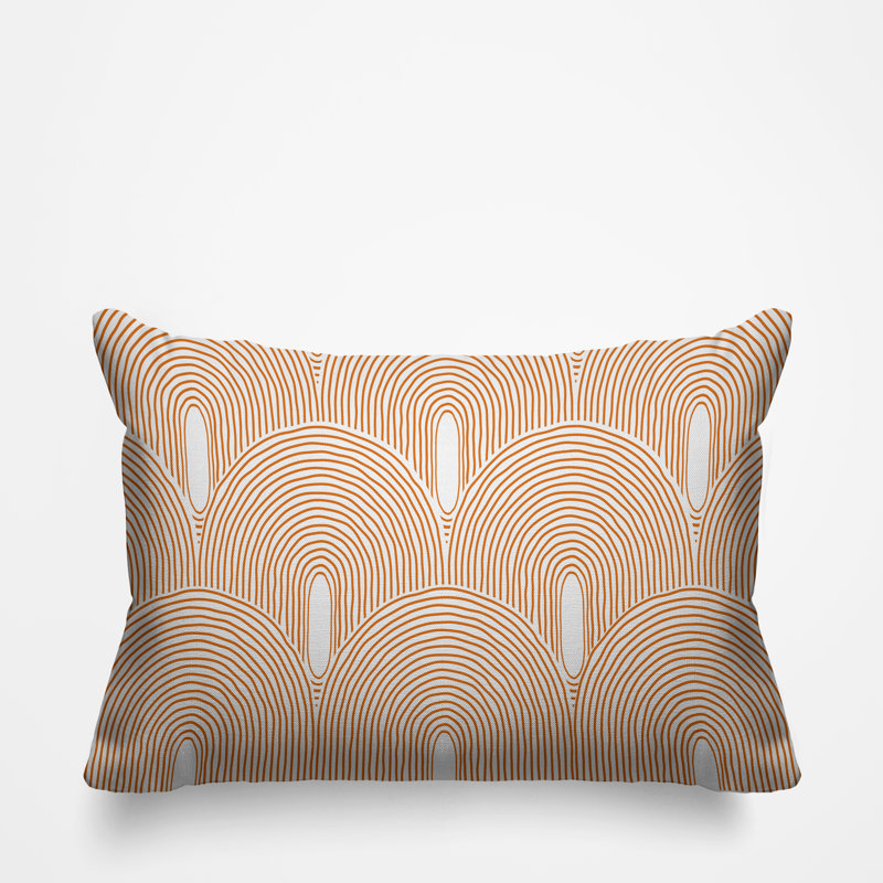 Coussin intérieur / extérieur Limpo Minimalist Mid-Century, 19 po x 19 po, Orange, Carré