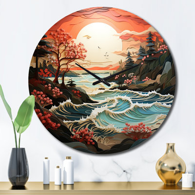 Coastal Wilderness Papercut I - Nautical & Beach Wall Clock