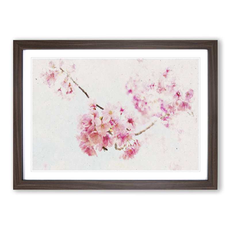 Pink Sakura Blossom Tree in Bloom - Picture Frame Graphic Art Print on MDF, 24cm H x 33cm W x 2cm D, Walnut Framed