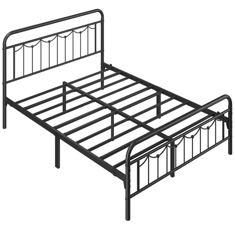 Metal Platform Bed Frame with Ample Under-Bed Storage, Queen, Black