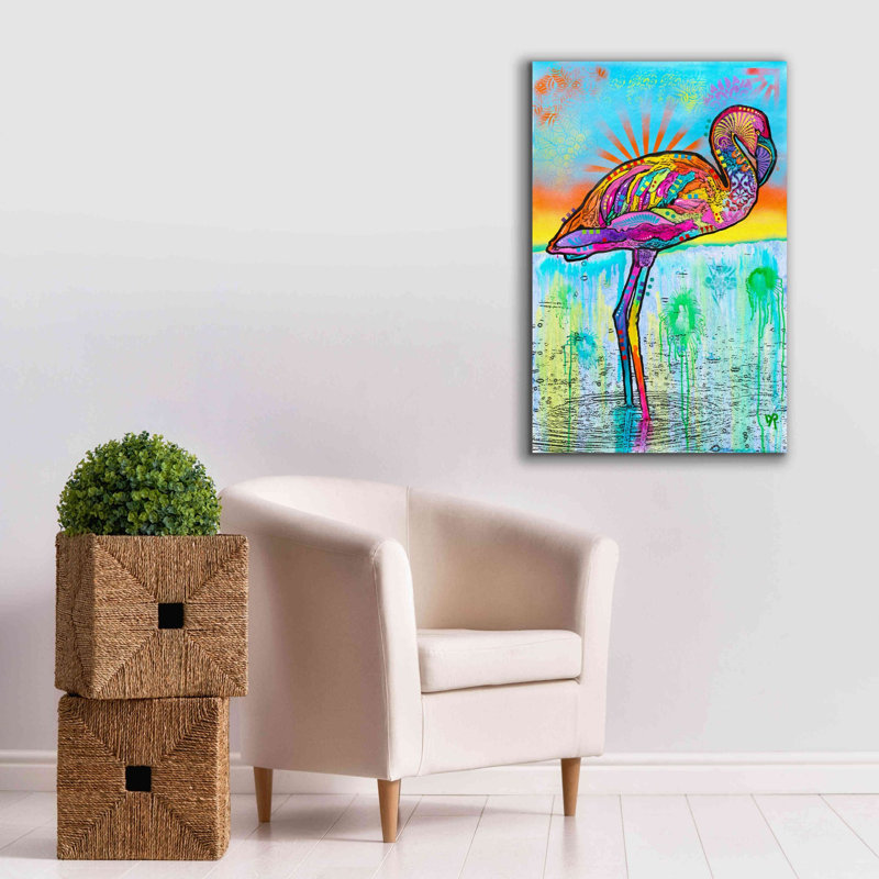 «Pink Flamingo» par Dean Russo, art mural sur toile, H 40 po x l 26 po x P 1,5 po