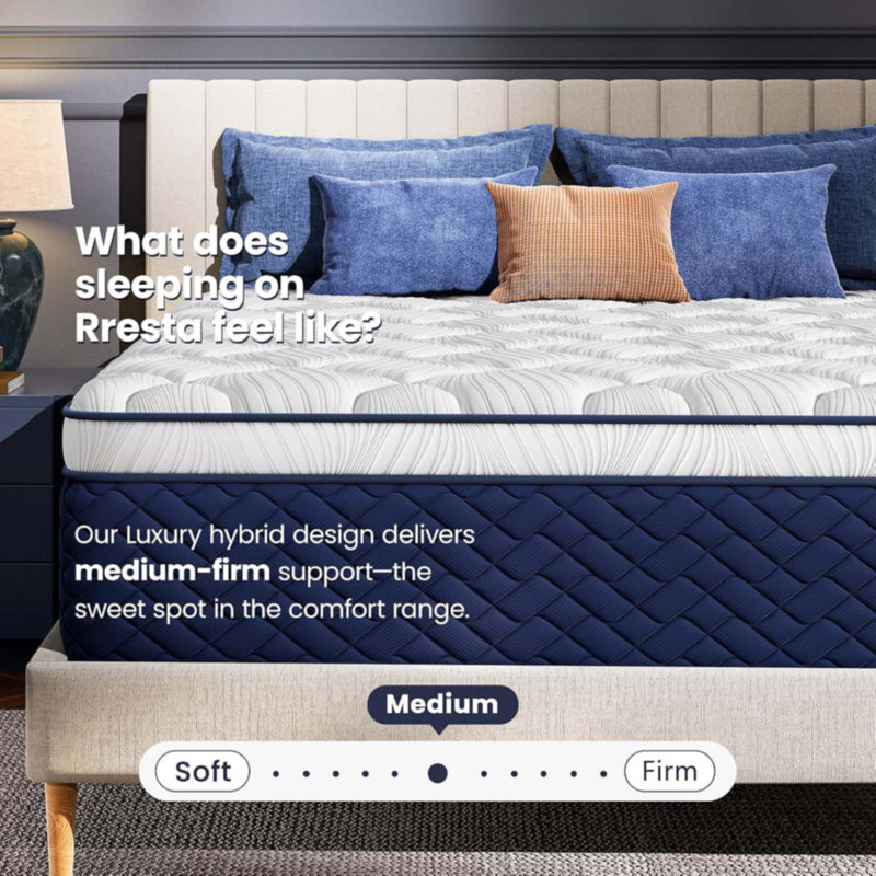 12-Inch King Size Medium-Firm Hybrid Mattress With 5-Zone Support For Back & Hip Relief, King