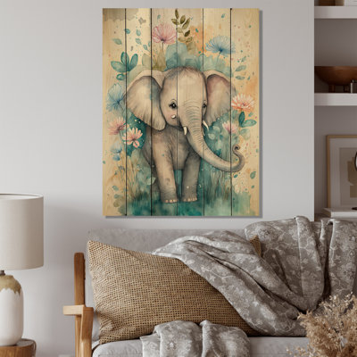 Cute Little Baby Elephant In The Flowers I " Cute Little Baby Elephant In The Flowers I "