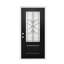 Porte d'entrée contemporaine en fibre de verre 36 po x 80 po avec verre décoratif, cadre en PVC blanc 4-9 / 16 po et moulure de brique, démontable, ouverture vers la droite, noir-134385604