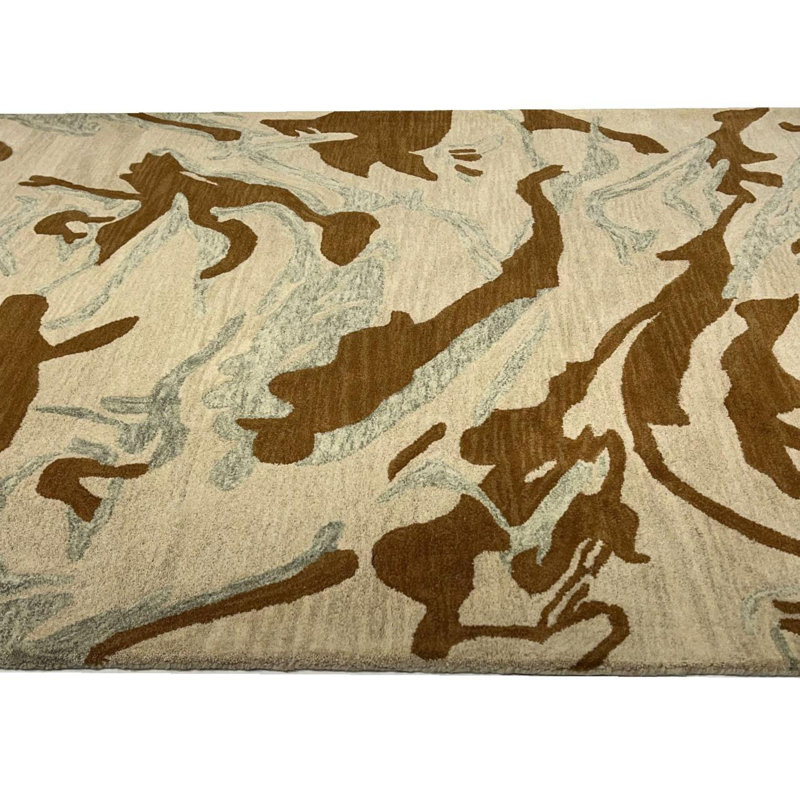 Hand Woven Cotton and Wool Abstract Area Rug