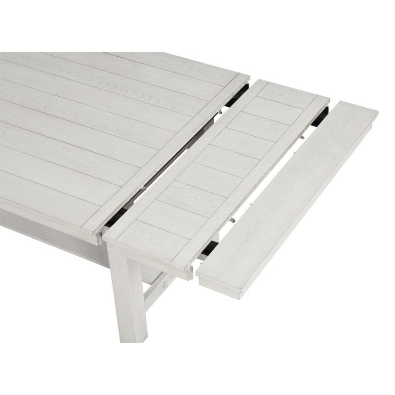 Table de salle à manger rectangulaire en bois extensible avec 2 côtés en chêne blanc rustique
