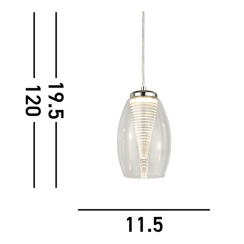 Ruari 1 - Light Chrome LED Single Pendant, Clear