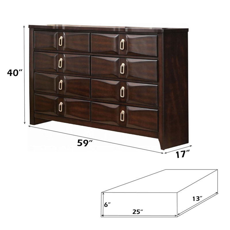 Commode 8 tiroirs Lancaster, finition espresso
