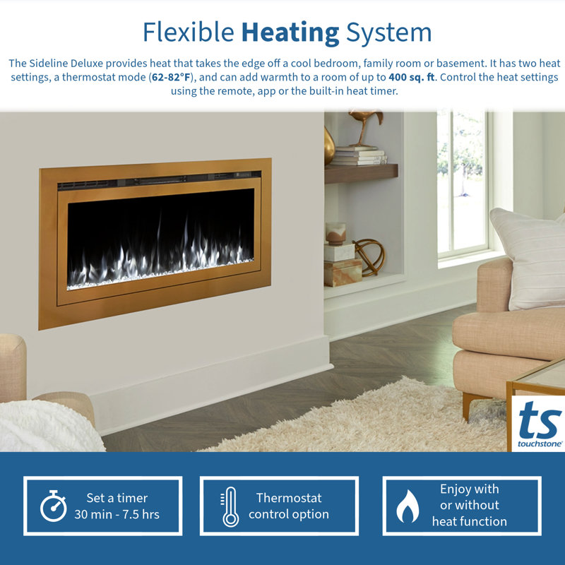 Sideline Deluxe Gold 60" Wall Mounted Electric Fireplace with Mantel