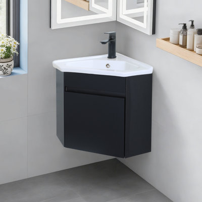 Ensemble de meuble-lavabo simple moderne autoportant 30 po avec plateau et tablettes en céramique Isyss