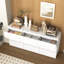 Commode blanche à 9 tiroirs pour la chambre à coucher, commode large moderne sans poignées, commode de rangement en bois pour le salon, couloir, entrée