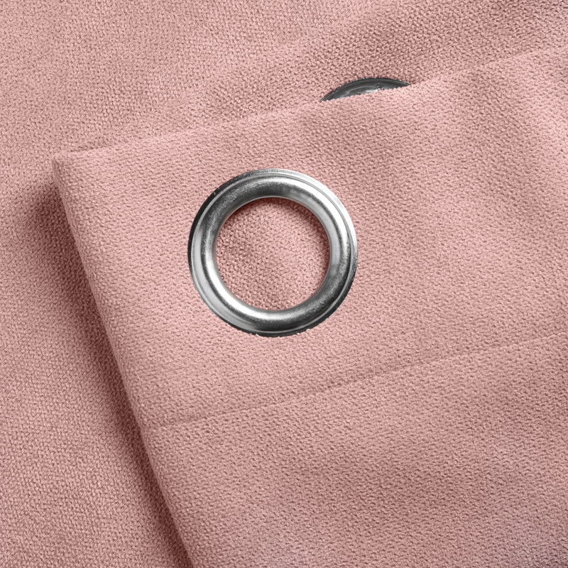 Nalaiyah Velvet Chenille Eyelet Curtains, Blush, 142cm Width x 183cm Drop