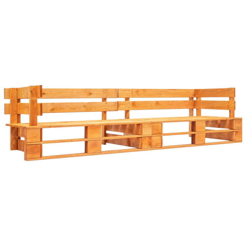 Everley Solid Wood Pine Outdoor Bench, Honey Brown