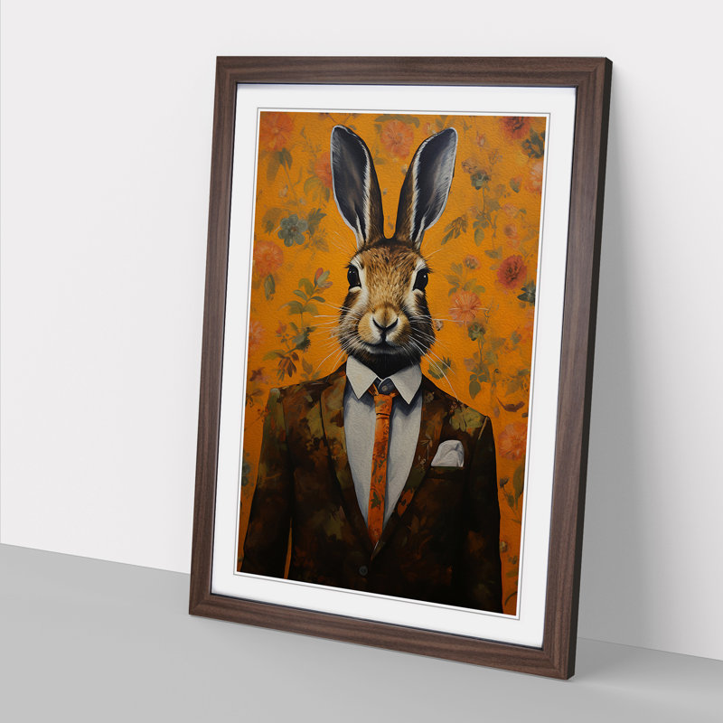 Hare in a Suit Painting No.2 - Framed Print, Walnut Framed, 34cm H x 25cm W x 2cm D