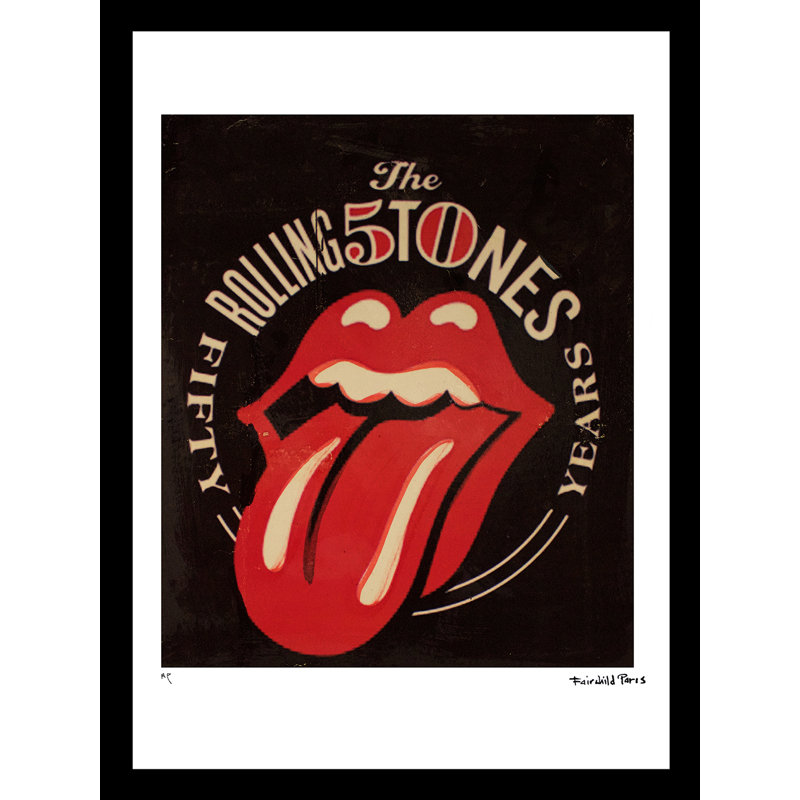 Rolling Stones Tongue, 50 Years - Reproduction d'art graphique sur papier encadré