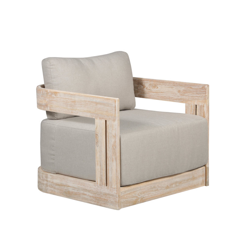 Paradiso 32'' Teak Swivel Chair with Gray Cushions