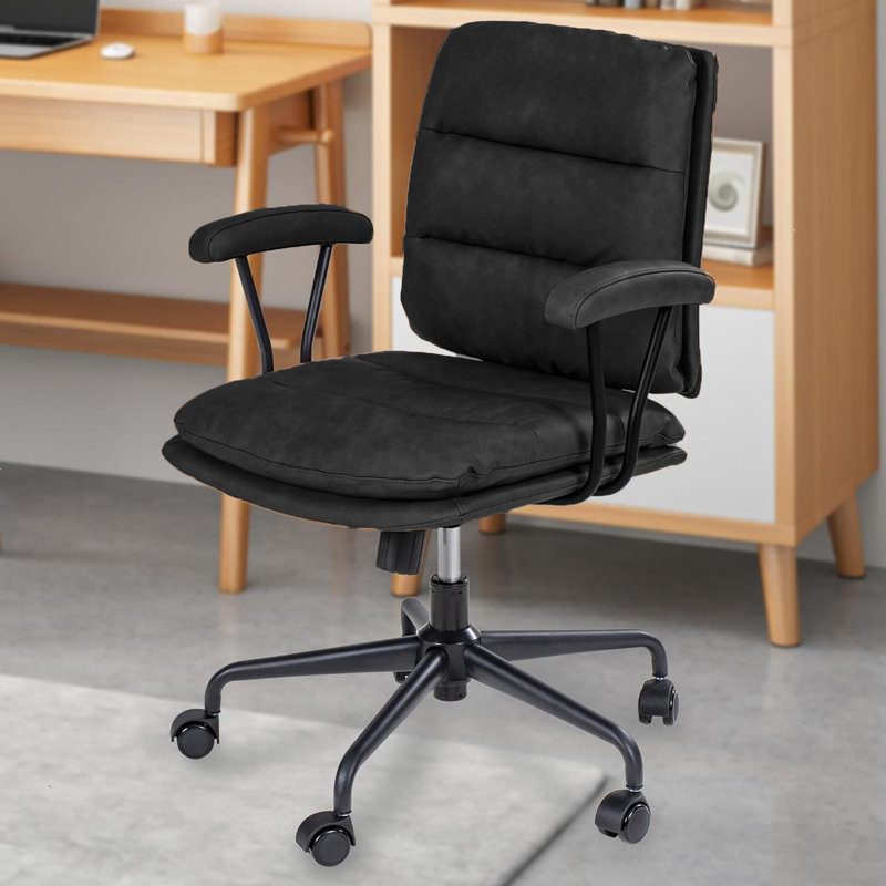 Chaise de travail en mélange de polyester Remaya, Noir