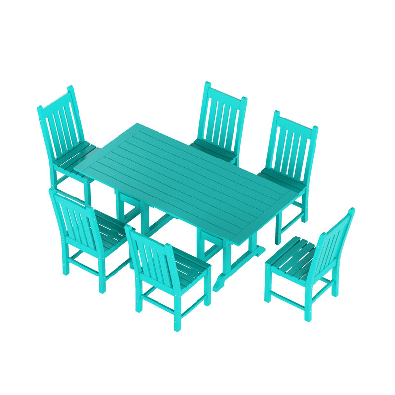 Laguna 6 - Person Patio Dining Set with Rectangular Table, Turquoise