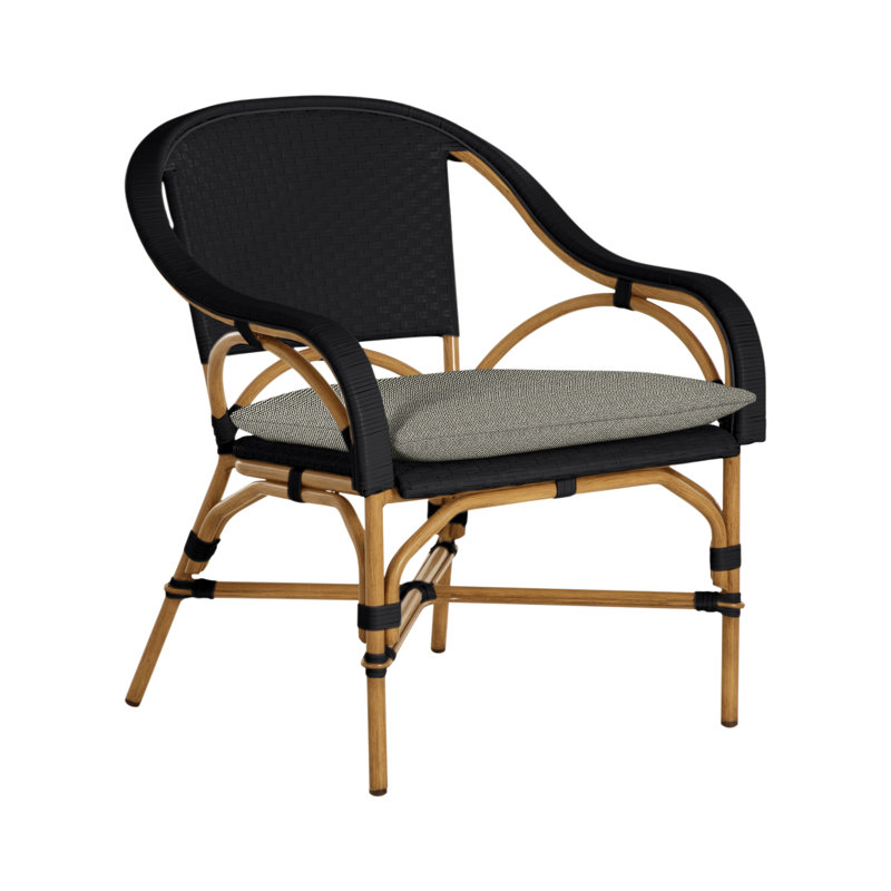 Savoy Patio Chair with Cushions, No Welt, Rollo Chambray, Chalk/White/Navy