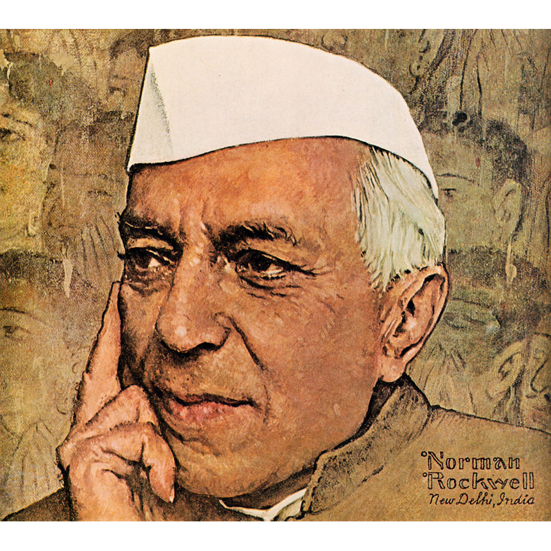 «Jawaharial Nehru» par Norman Rockwell, toile tendue avec châssis, H 17 po x l 24 po