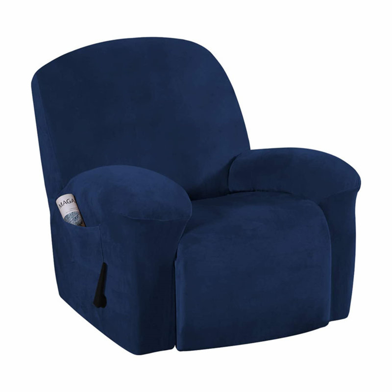 Housse pour fauteuil inclinable Dorchester, Velours bleu foncé