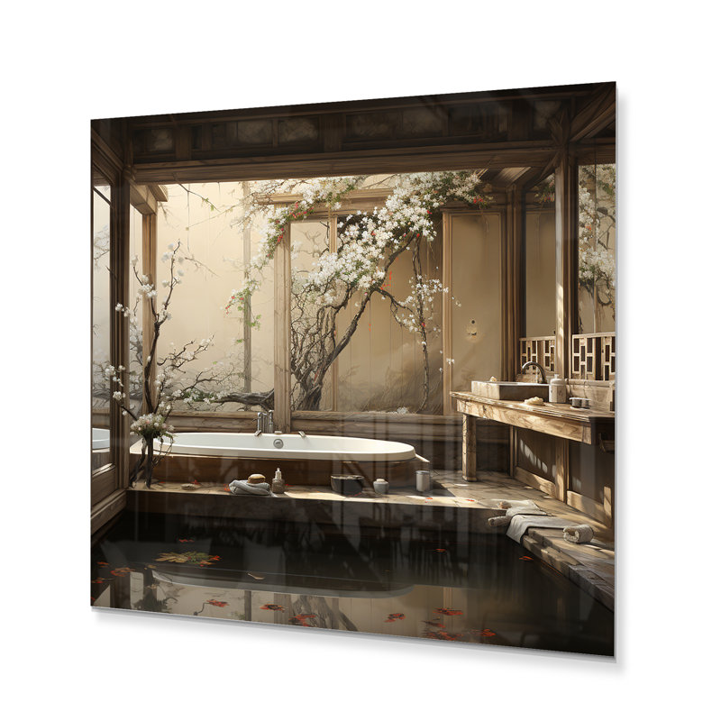 «Bathroom & Japon», reproduction d'art sur bain, H 29 po x l 29 po x P 1 po