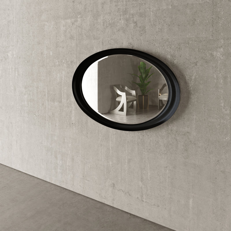 Visage Transitional Oval Wall Mirror, Legno Nero