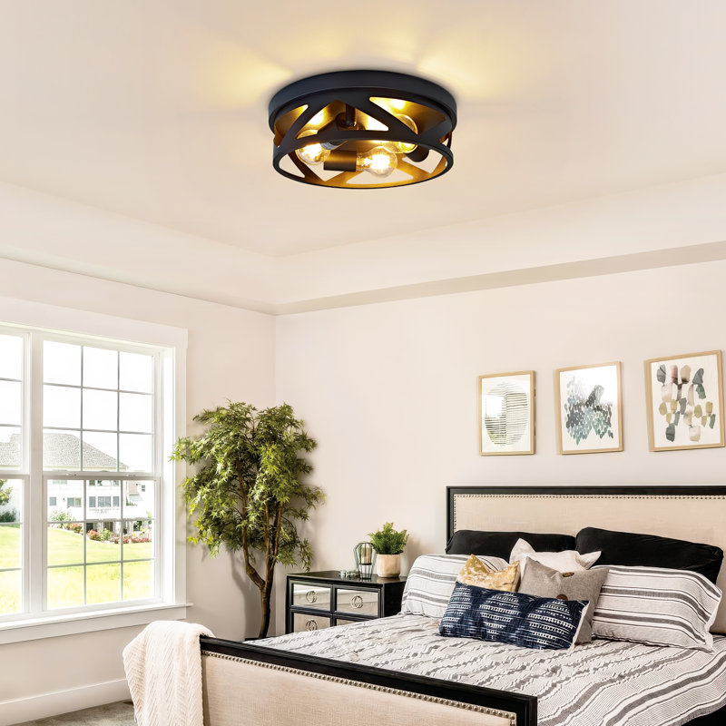 12,6 po Plafonnier encastré noir 3 lumières avec capuchon rotatif Farmhouse (paquet de 1), 3.7" H x 3.7" W x 12.6" D, 3
