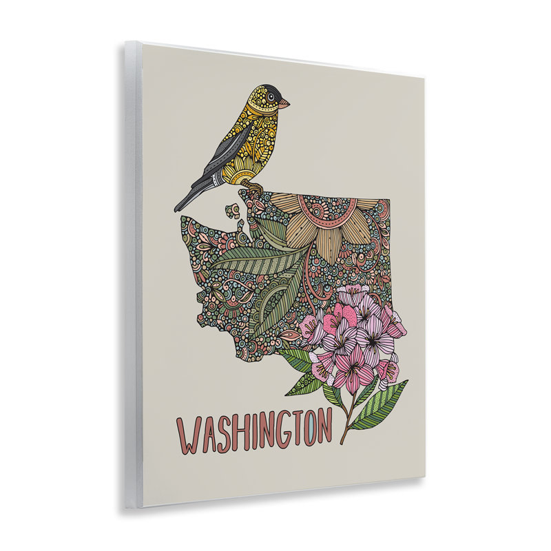 Art floral sur plaque murale Washington State par Valentina Harper
