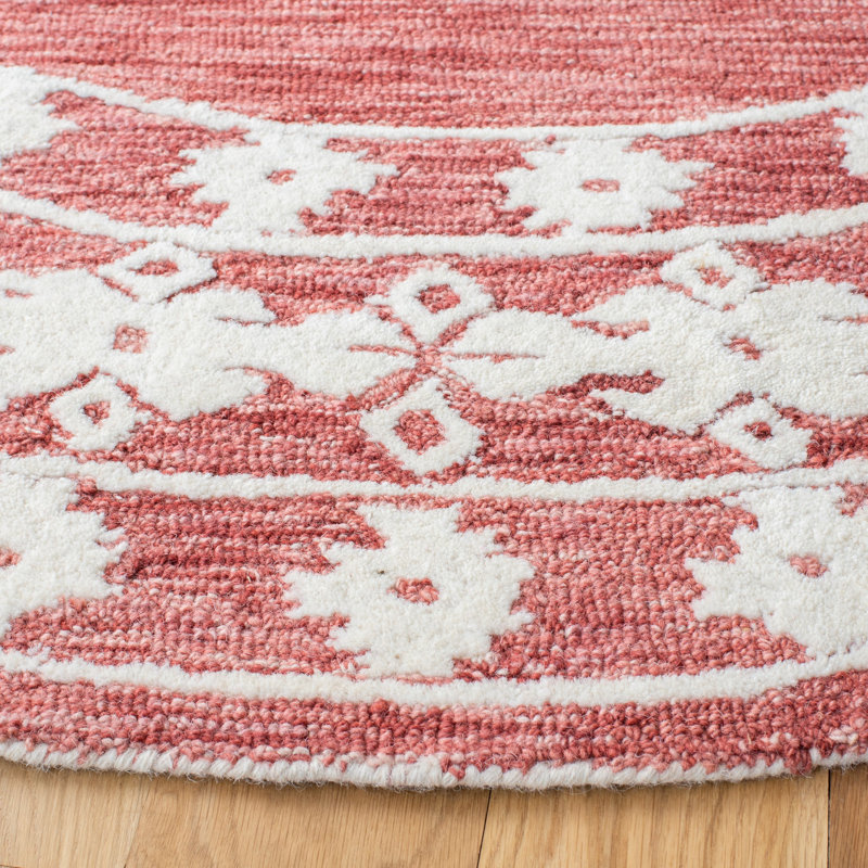 Tapis de couleur sud-ouest en laine / coton touffeté à la main, Rond 7 pi