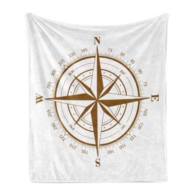 Ambesonne Compass Fleece Throw Blanket Brown Detailed Brown