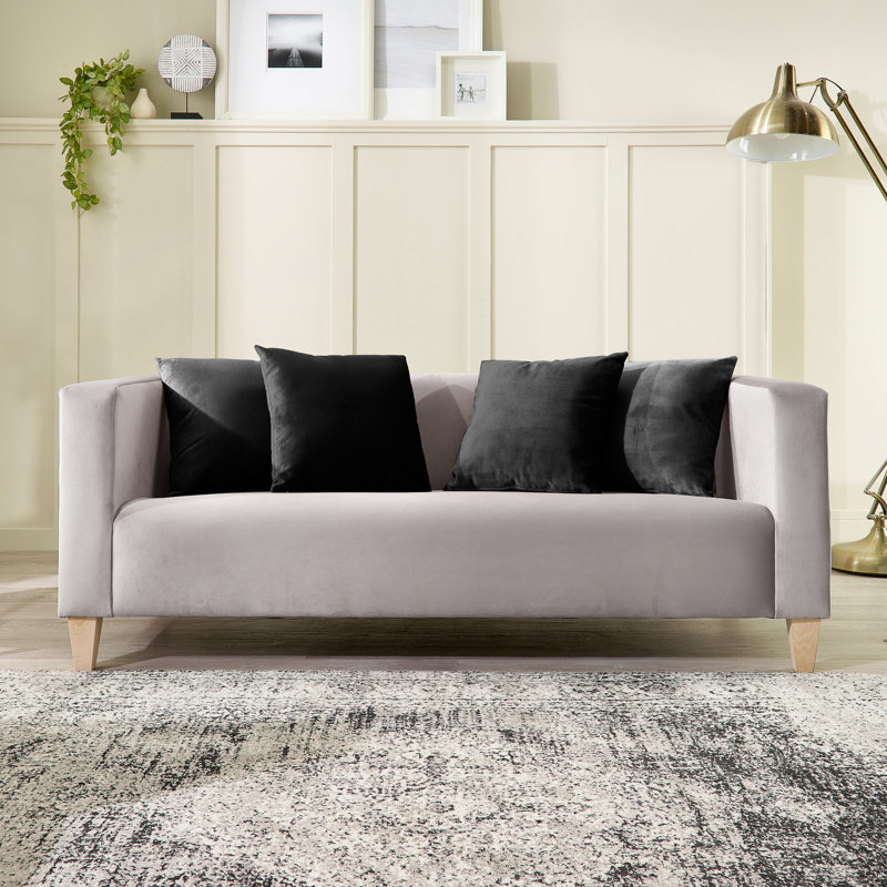 Aunchman 3 Seater Upholstered Sofa, Silver