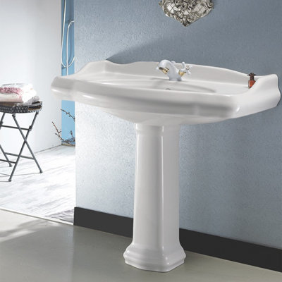 CeraStyle By Nameeks 1837 21.1'' White Ceramic Rectangular Bathroom Sink with Overflow
